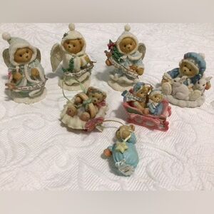 Cherished Teddies Christmas Angels (3) with Sonja and 3 misc ornaments